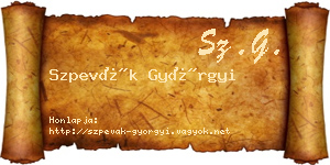 Szpevák Györgyi névjegykártya